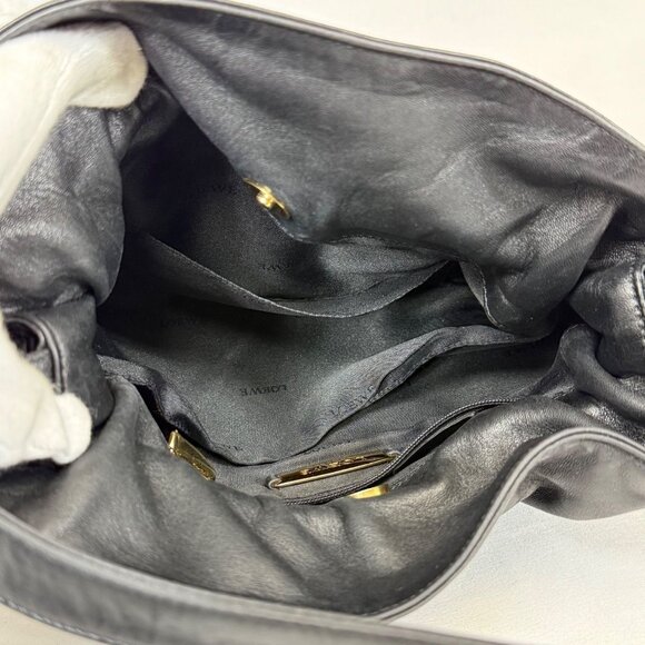 Loewe Flamenco Anagram Shoulder Bag Crossbody Drawstring Nappa Leather Black - Picture 6 of 12